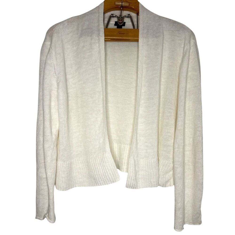 Eileen Fisher Woman Linen Tencel Open Front Amal Long Sleeve Cardigan Sz: XL